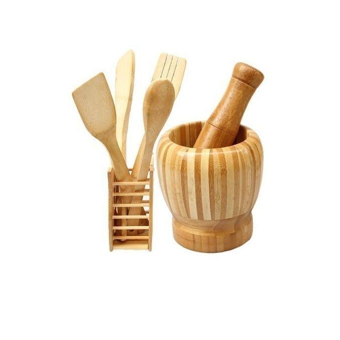 Wooden Spoons Set And Portable Mortal & Pestle