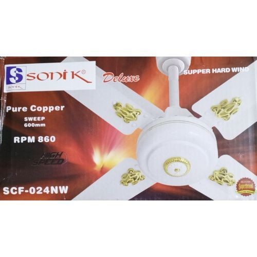 Sonik Short 4 Blade Airflow Ceiling Fan - Scf024" White