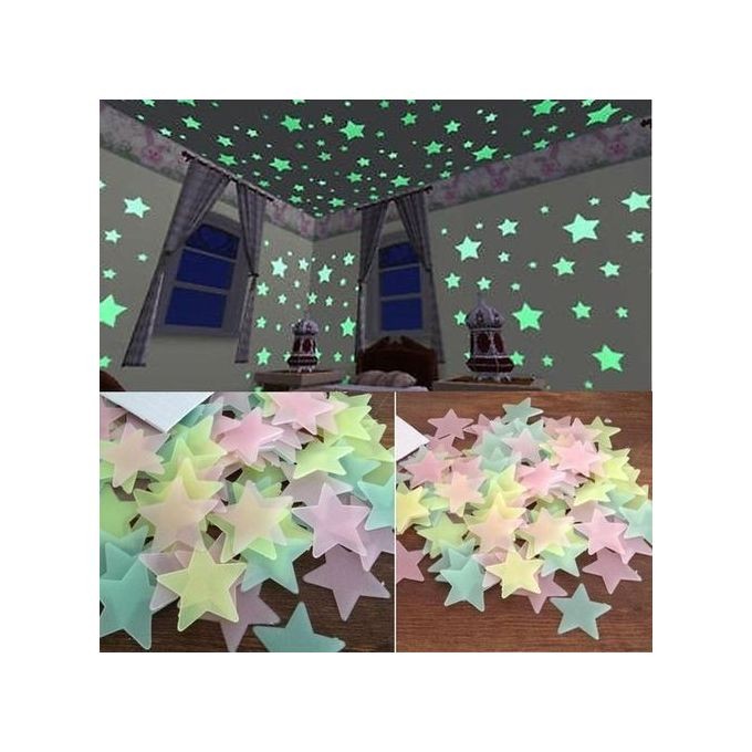 100pcs Lime-Green Star Wall Stickers