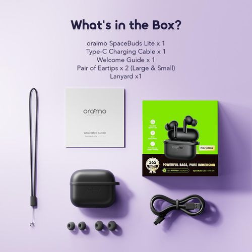 Oraimo SpaceBuds Lite Earbuds 40hrs Playtime Sound-360 Spatial Audio Anti-Lost True Wireless Earbuds OTW-324