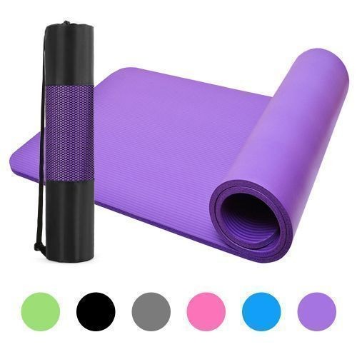 Thick Yoga Mat Non-Slip Exercise Mat Pad With Carrying Bag (Purple)