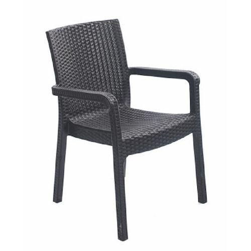 Malibu Rattan Design Plastic Chair - Black