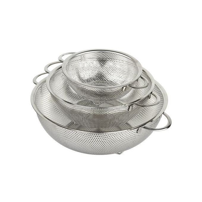 3pcs Stainless Steel Colander Bowl 22.5cm, 25.5cm, 28.5cm