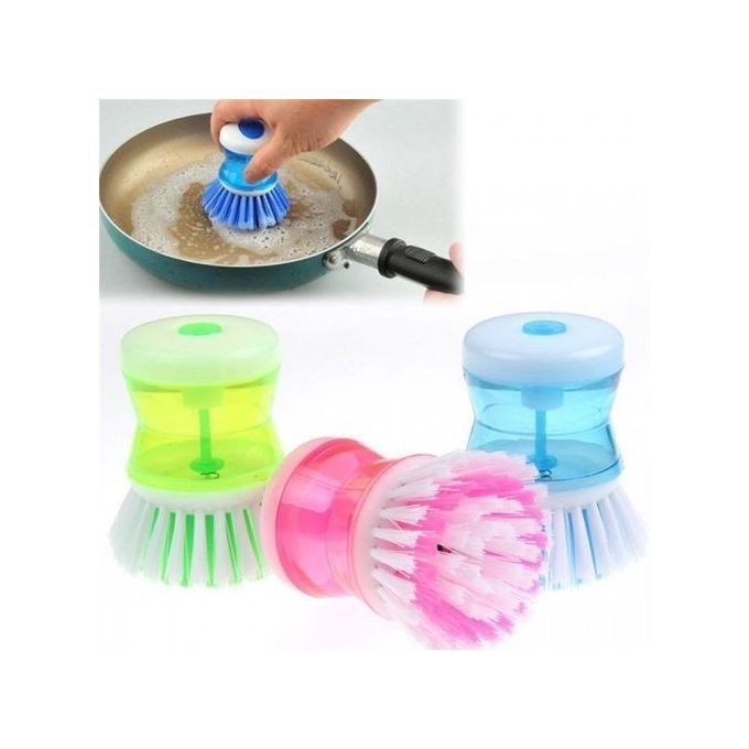 Dish Washing Brush With Liquid Soap Dispenser (3 Pieces)