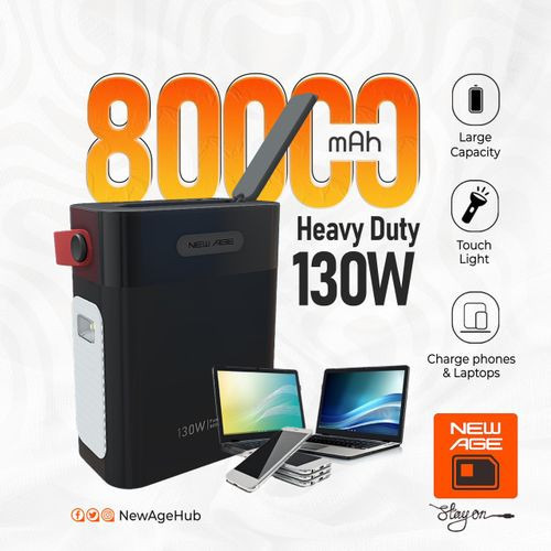 New Age 80000mAhh RH018 130W Fast Laptop Power-Bank Heavy-Duty AI With Type-C In-put And Out-put