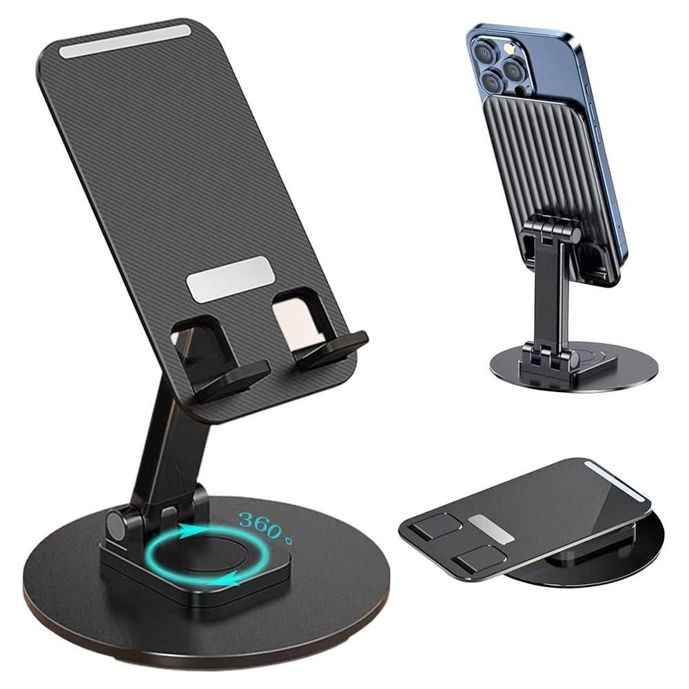 EAGEAT Adjustable Swivel Phone Stand – Metal Desktop Holder for Phones & Tablets