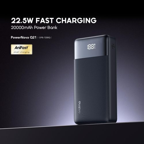 Oraimo Power-Nova Q21 20000mAh 22.5W Fast Charging Type-C Input and Output QC3.0 & PD3.0 Smart Digital Display Power-Bank OPB-7200Q