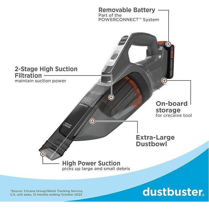 BLACK AND DECKER 20V dustbuster Portable Vacuum Cleaner- BCHV001C1-GB