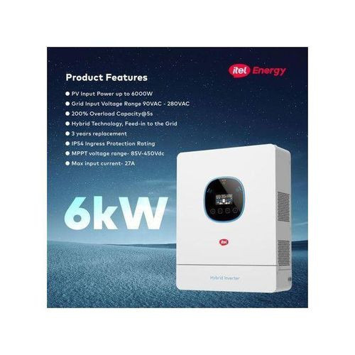 itel Energy 6kW Hybrid Solar Inverter – Dual AC Output for Homes & Clinics (48V, IP54 Rated)