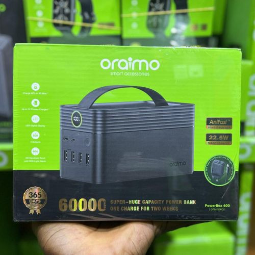 Oraimo Power-Box 600 60000mAh 22.5W Fast Charging Digital Display Power-Bank + Free Charger OPB-P600Q-U97S