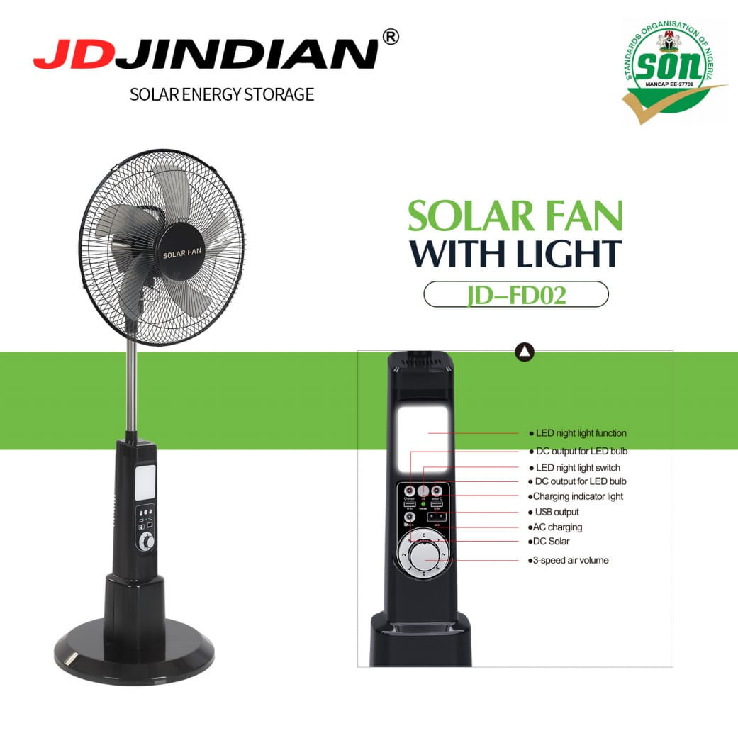 Solar fan with light
