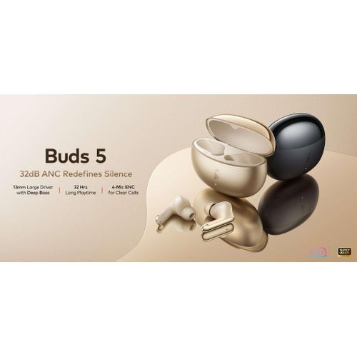 itel Buds 5 Premium Design 32dB ANC 4-Mic Clear Calls 13mm Drivers Earbuds IEW-53 Dark Black