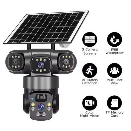 V380 8MP TRIPLE LENS PTZ SOLAR CAMERA