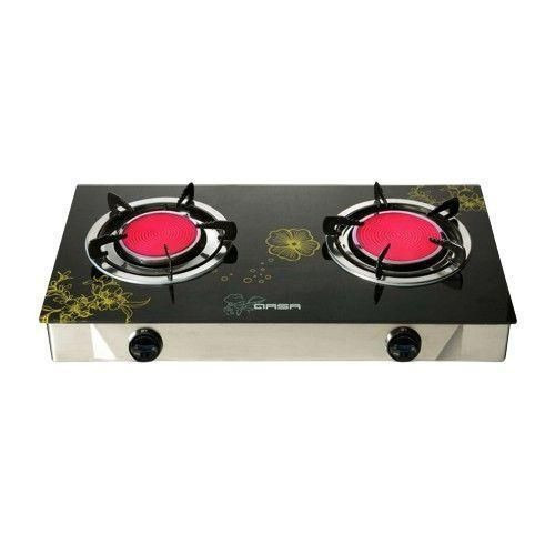Qasa 2 Burner Table Top Gas Cooker (Glass) infrared