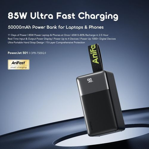 Oraimo Power-Jet 501 50000mAh Laptop 85W Ultra Fast Charging Smart Digital Display Power-Bank OPB-750SQ