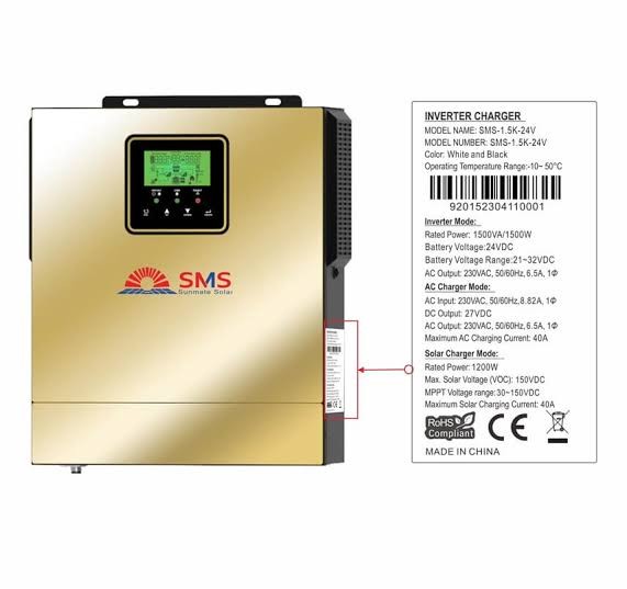 Sms 1kva/12v pure hybrid inverter with 40A inbuilt mppt charge controller