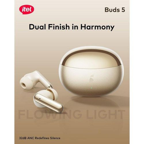 itel Buds 5 Premium Design 32dB ANC 4-Mic Clear Calls 13mm Drivers Earbuds IEW-53 Warm-Sand